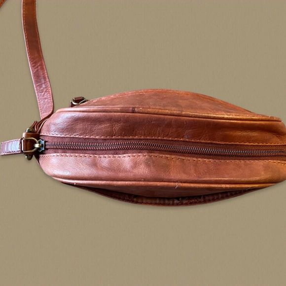 Visconti Cognac Mini Leather Crossbody Bag - Picture 7 of 9